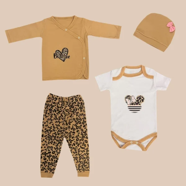 ست 4 تکه لباس نوزادی مدل LEOPARD